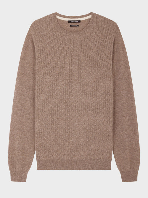 Pull col rond en cachemire marron - Father & Sons   - 5 