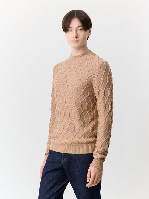 Pull col cheminée camel - 1 - Father & Sons   - 13 