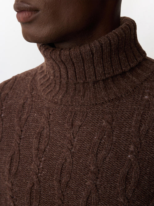 Pull col roulé en laine mélangée marron - Father & Sons   - 4 