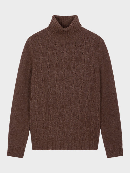 Pull col roulé en laine mélangée marron - Father & Sons   - 6 