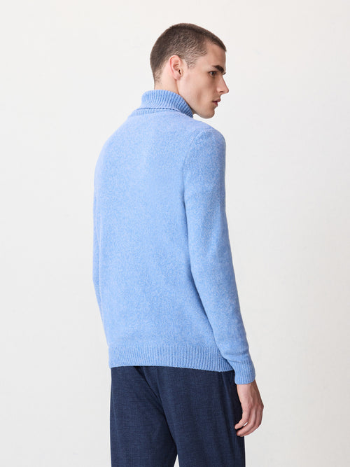 Pull col roulé en laine mélangée bleu ciel - 2 - Father & Sons   - 3 