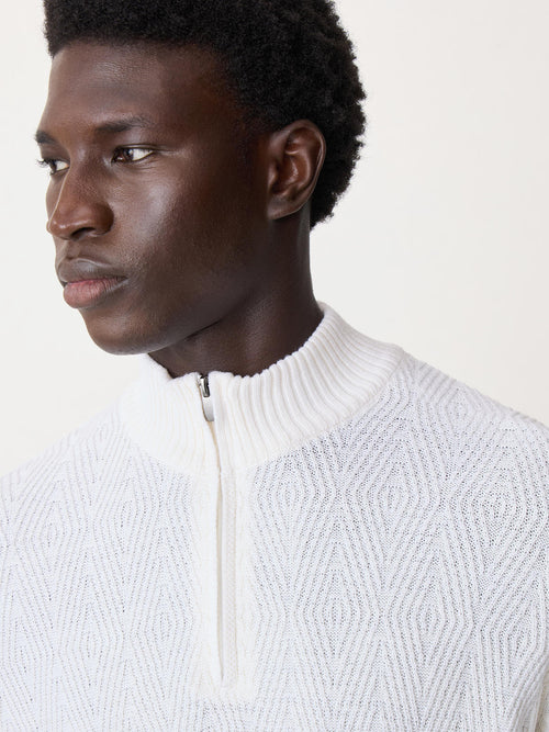 Pull col zippé en laine Mérinos mélangée écrue - Father & Sons   - 3 