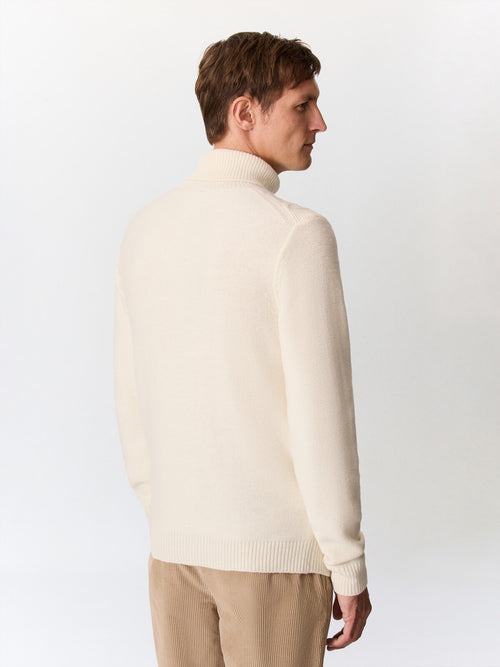 Pull col roulé en laine mélangée écrue - Father & Sons   - 2 