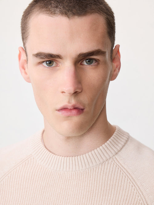 Pull col rond en laine mélangée beige - Father & Sons   - 3 
