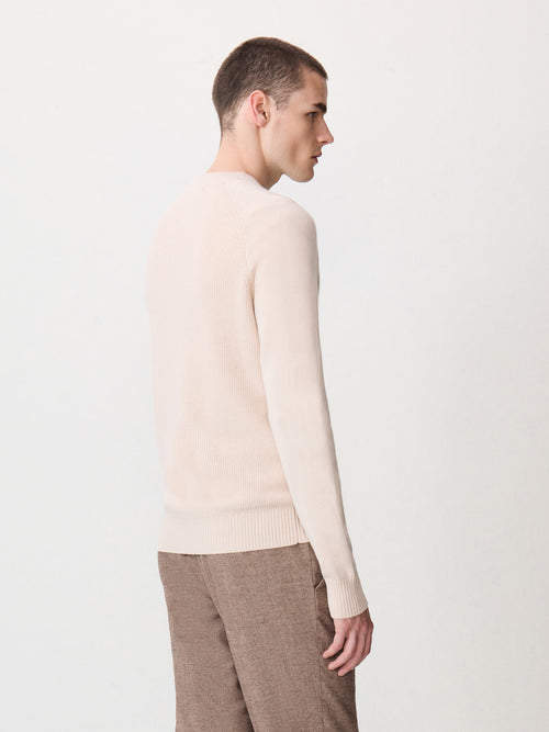 Pull col rond en laine mélangée beige - 2 - Father & Sons   - 6 