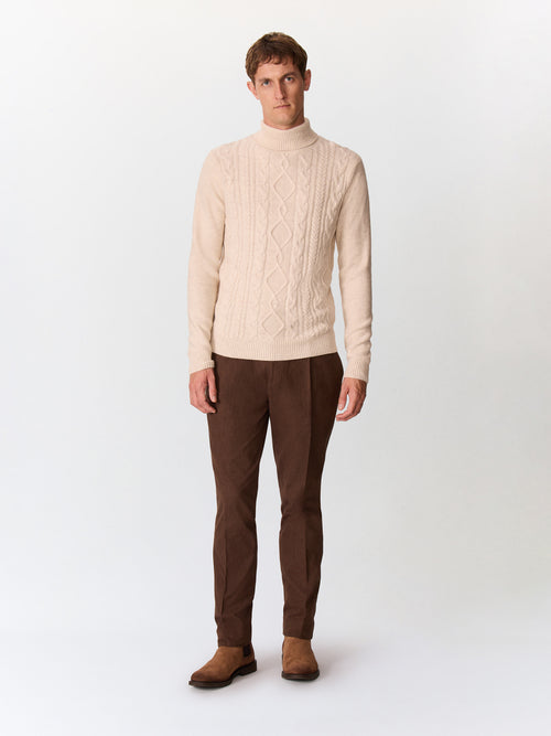 Pull col roulé en laine mélangée écrue - Father & Sons   - 4 