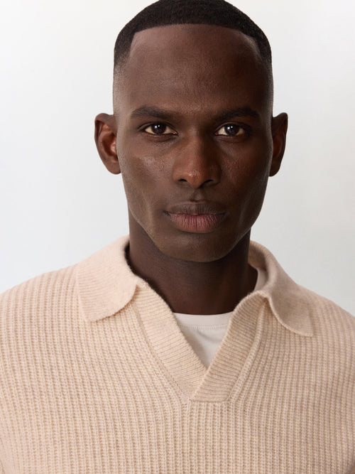 Pull col polo en laine mélangée écrue - Father & Sons   - 3 