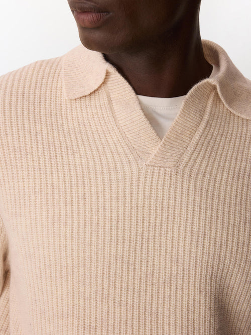 Pull col polo en laine mélangée écrue - Father & Sons   - 4 