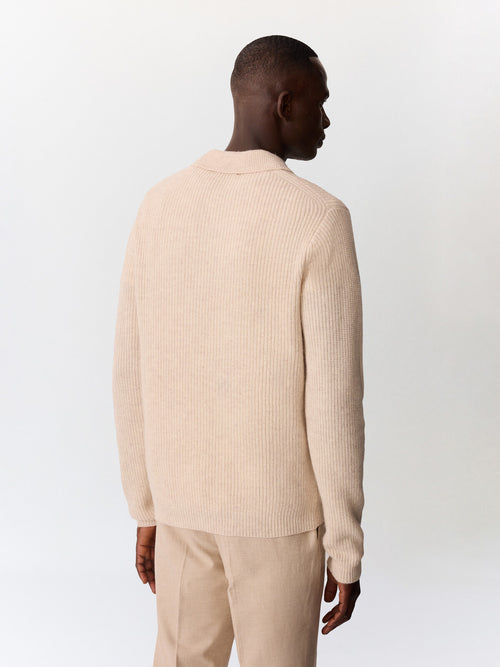 Pull col polo en laine mélangée écrue - 2 - Father & Sons   - 10 