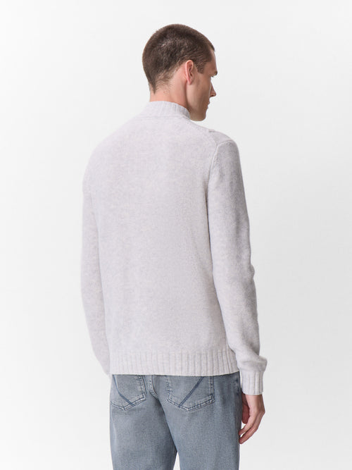 Pull col zippé en laine mélangée grise - 2 - Father & Sons   - 18 
