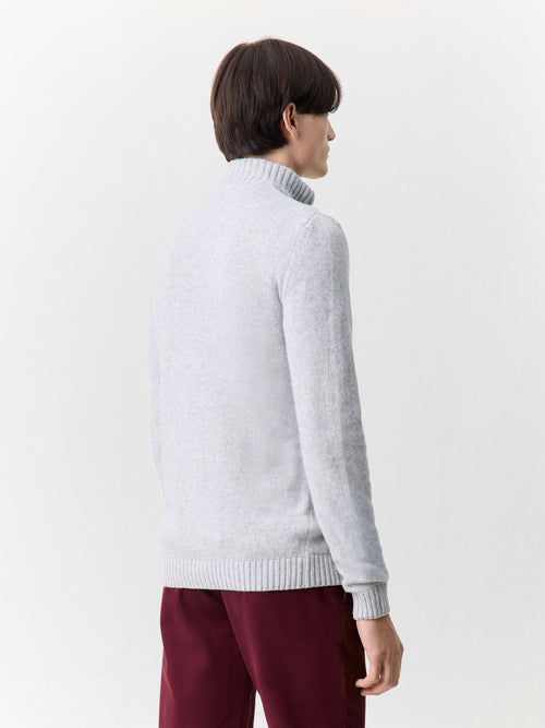 Pull col zippé en laine mélangée grise - 2 - Father & Sons   - 2 