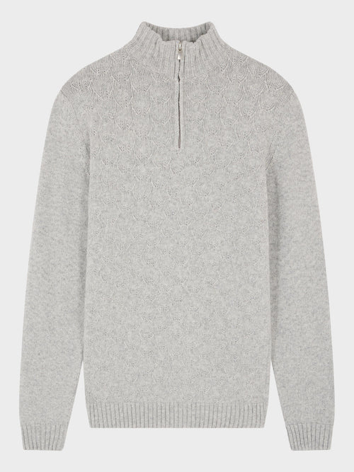 Pull col zippé en laine mélangée grise - 1 - Father & Sons   - 14 