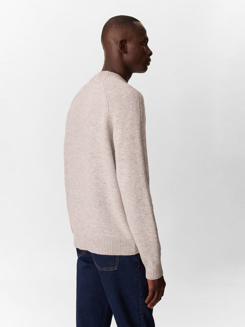 Pull col rond en laine Mérinos mélangée grise - 2 - Father & Sons   - 4 