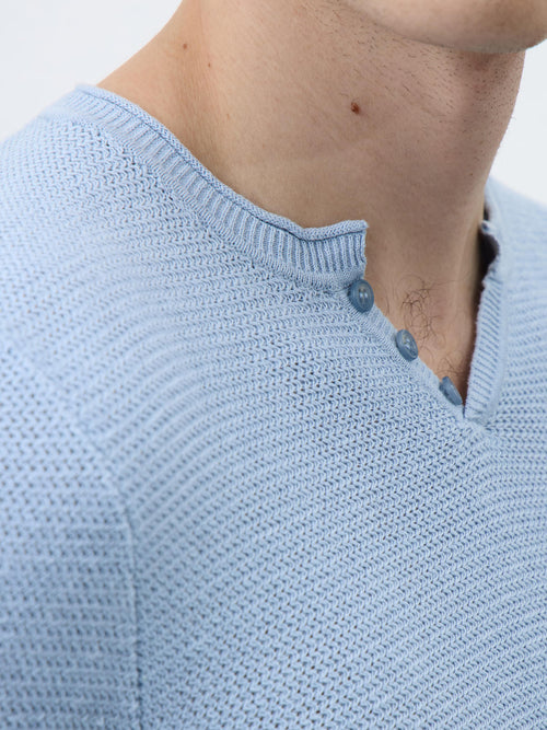 Pull à l'aspect délavé pour hommes en Bleu Pull à l'aspect délavé pour hommes en Bleu
