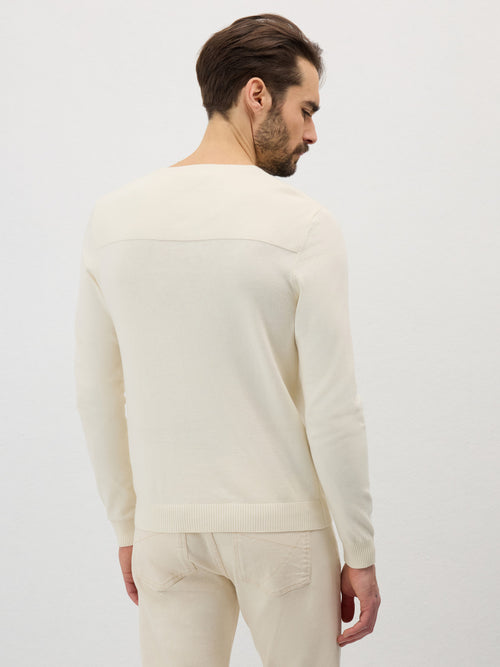 Pull col rond en coton écru - 2 - Father & Sons   - 4 