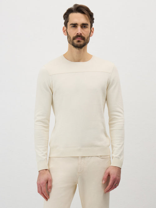 Pull col rond en coton écru - 1 - Father & Sons   - 4 