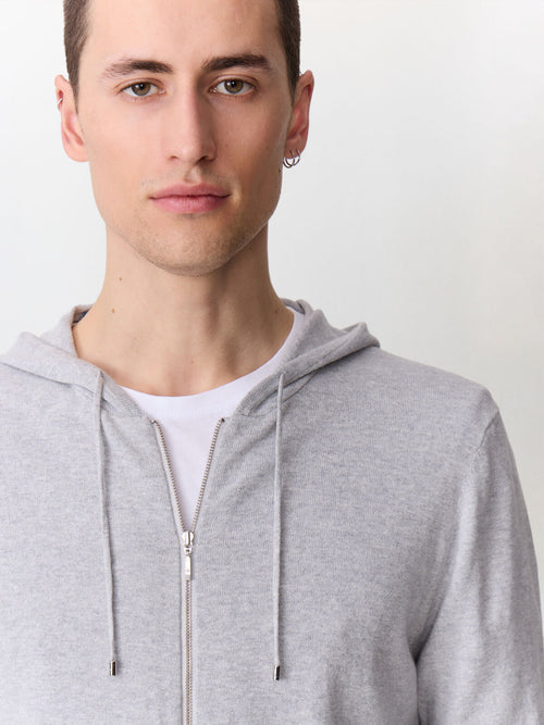 Gilet à capuche zippé en coton gris - Father & Sons   - 3 