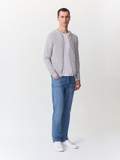 Gilet à capuche zippé en coton gris - Father & Sons   - 4 