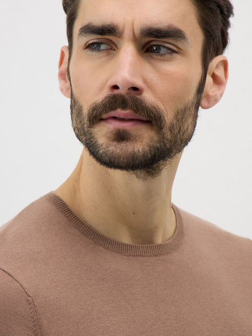 Pull col rond en coton et soie rose - Father & Sons   - 3 
