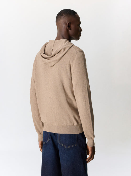 Gilet à capuche zippé en coton marron - 2 - Father & Sons   - 7 