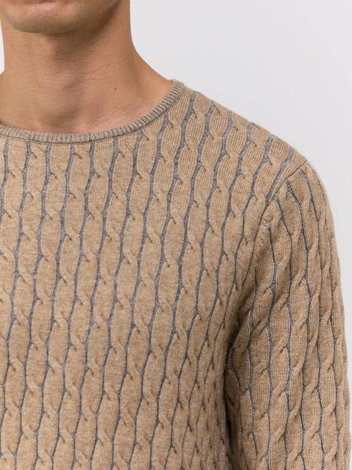 Pull col rond camel et gris - Father & Sons   - 3 