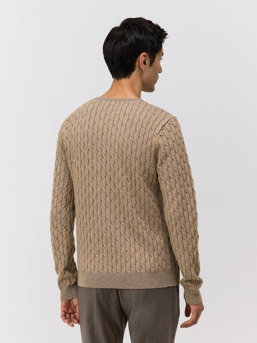 Pull col rond camel et gris - Father & Sons   - 2 