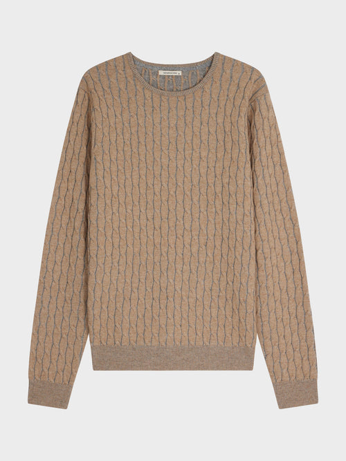 Pull col rond camel et gris - Father & Sons   - 4 