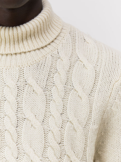 Pull col roulé en laine mélangée beige - Father & Sons   - 4 