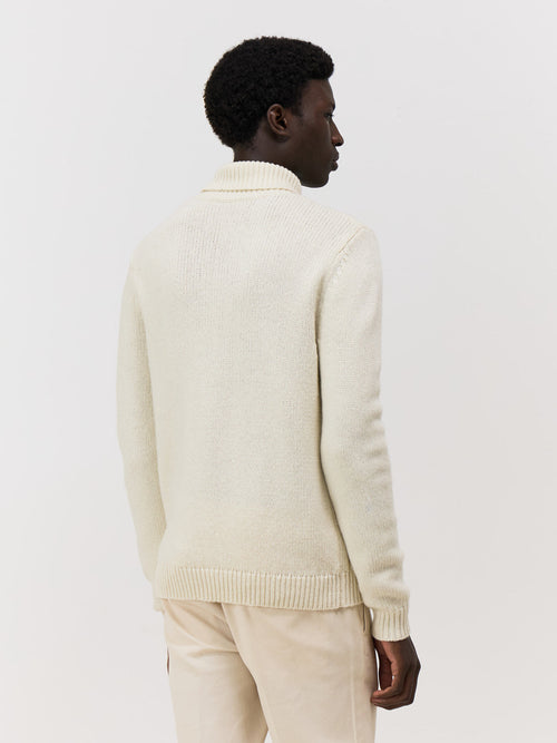 Pull col roulé en laine mélangée beige - 2 - Father & Sons   - 11 