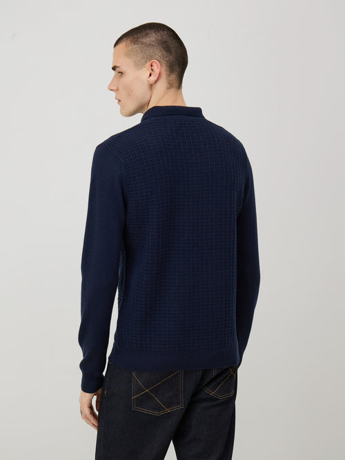 Pull col polo bleu indigo - 2 - Father & Sons   - 9 