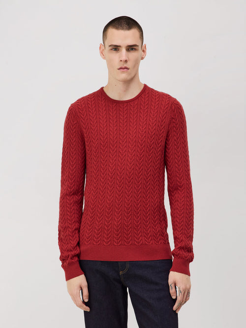 Pull col rond vermillon - 1 - Father & Sons   - 7 