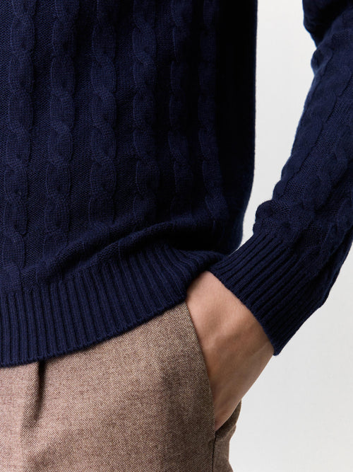 Pull col rond bleu indigo - Father & Sons   - 3 