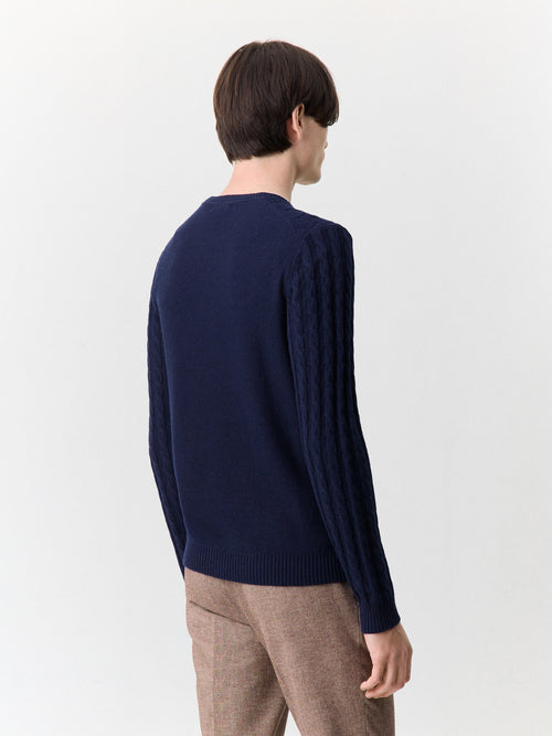 Pull col rond bleu indigo - 2 - Father & Sons   - 8 