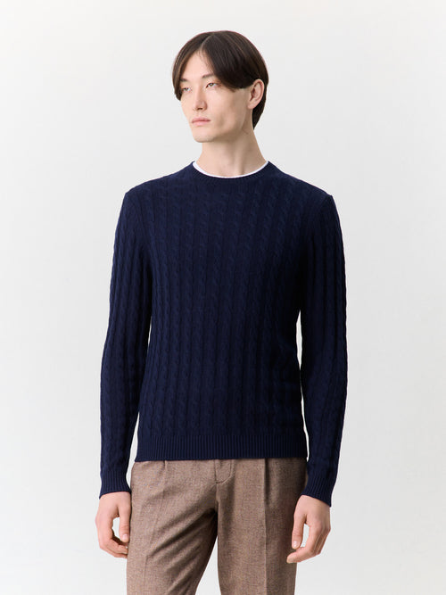 Pull col rond bleu indigo - 1 - Father & Sons   - 8 