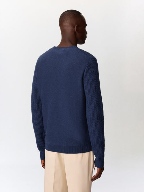 Pull col rond bleu jeans - Father & Sons   - 2 