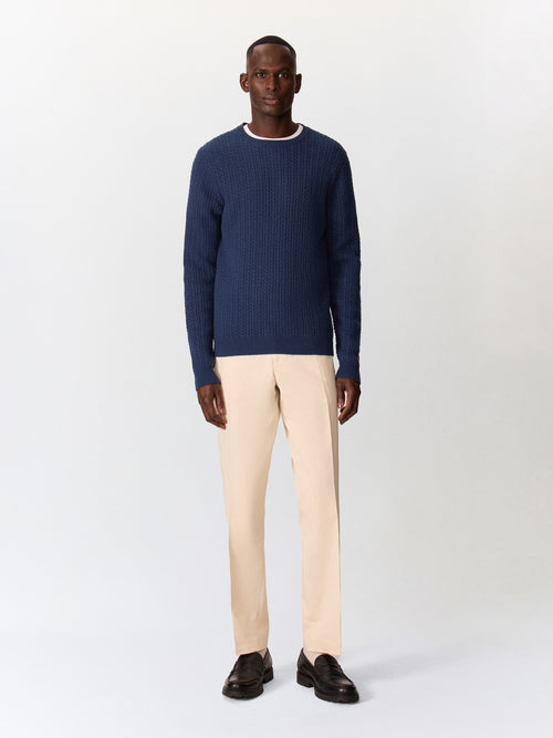 Pull col rond bleu jeans - Father & Sons   - 5 
