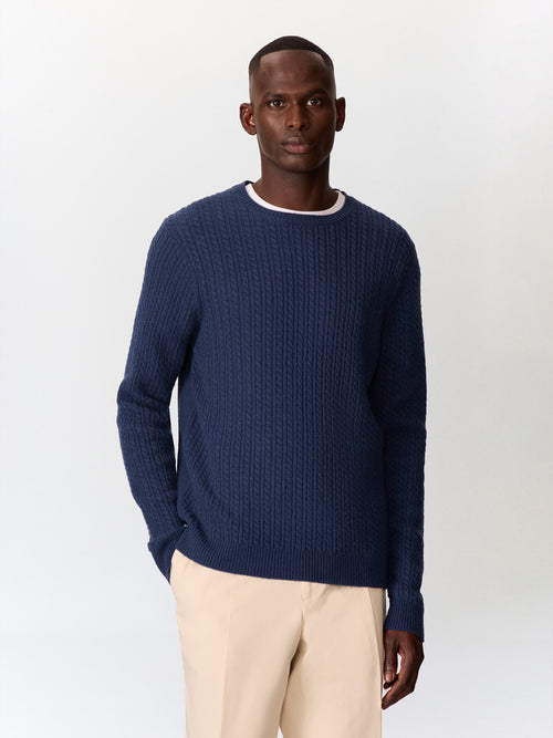 Pull col rond bleu jeans - Father & Sons   - 1 