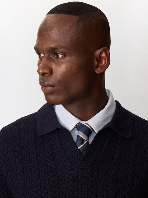 Pull col polo bleu marine - Father & Sons   - 3 
