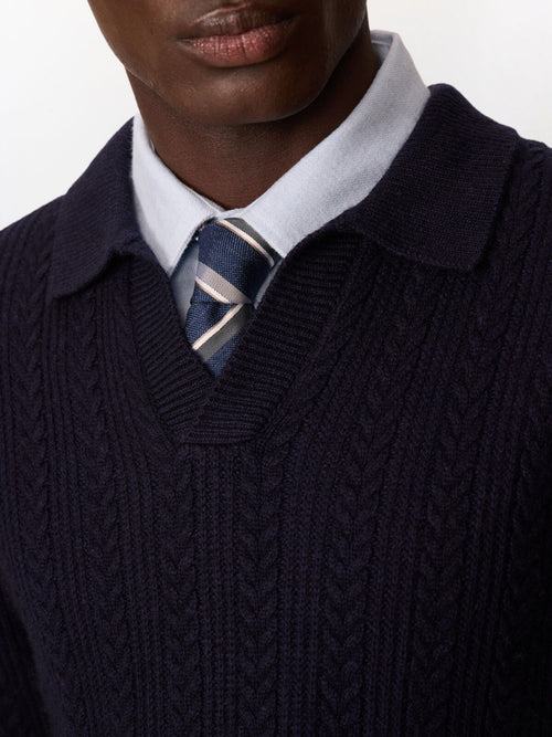 Pull col polo bleu marine - Father & Sons   - 4 