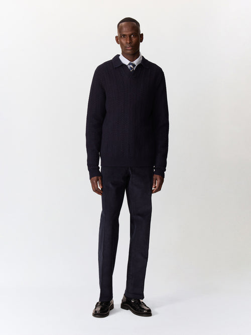 Pull col polo bleu marine - Father & Sons   - 5 