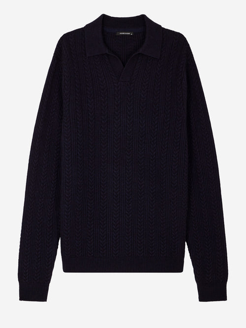 Pull col polo bleu marine - Father & Sons   - 6 