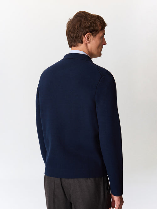 Gilet boutonné en coton bleu marine - Father & Sons   - 2 