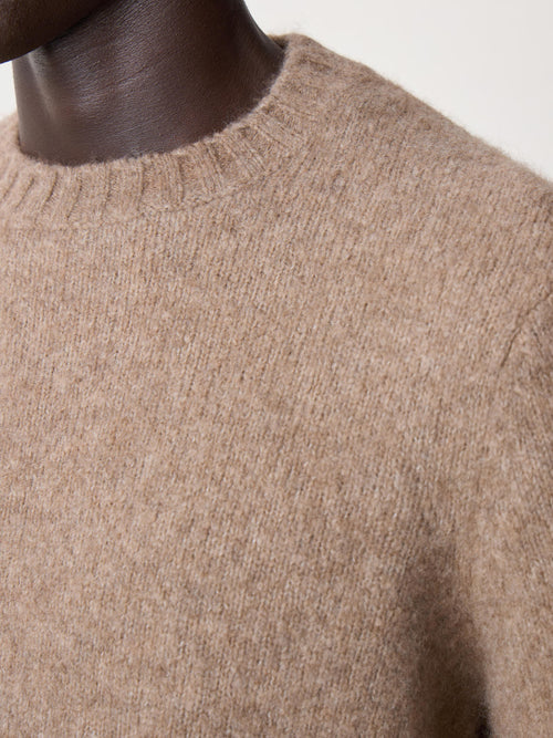 Pull col rond en laine mélangée marron - Father & Sons   - 4 
