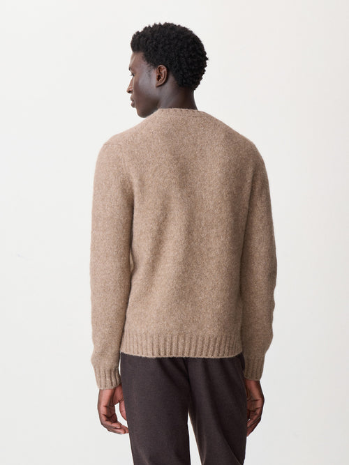 Pull col rond en laine mélangée marron - 2 - Father & Sons   - 17 