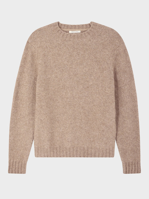 Pull col rond en laine mélangée marron - Father & Sons   - 5 