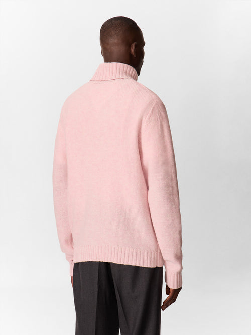 Pull col roulé en laine mélangée rose - 2 - Father & Sons   - 20 