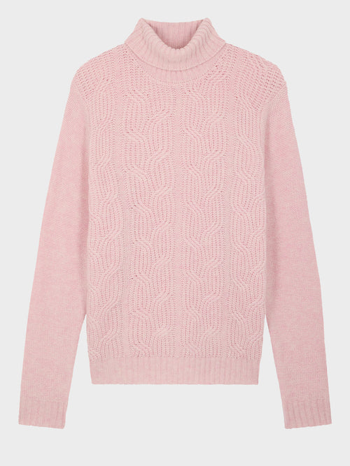 Pull col roulé en laine mélangée rose - Father & Sons   - 1 
