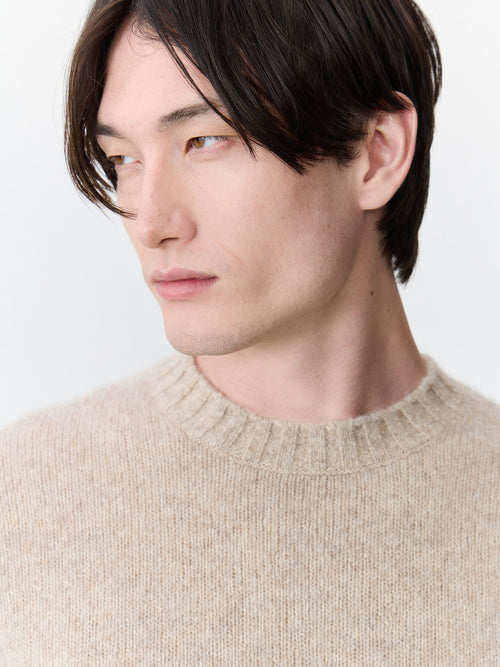 Pull col rond en laine mélangée marron - Father & Sons   - 3 