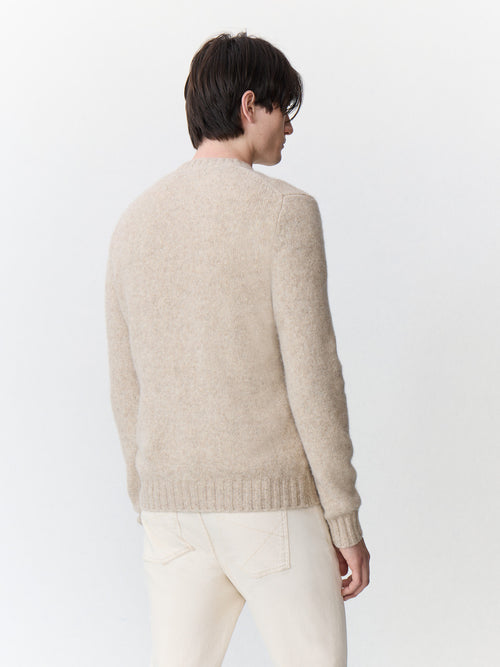 Pull col rond en laine mélangée marron - 2 - Father & Sons   - 2 