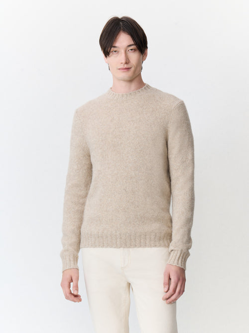 Pull col rond en laine mélangée marron - 1 - Father & Sons   - 2 